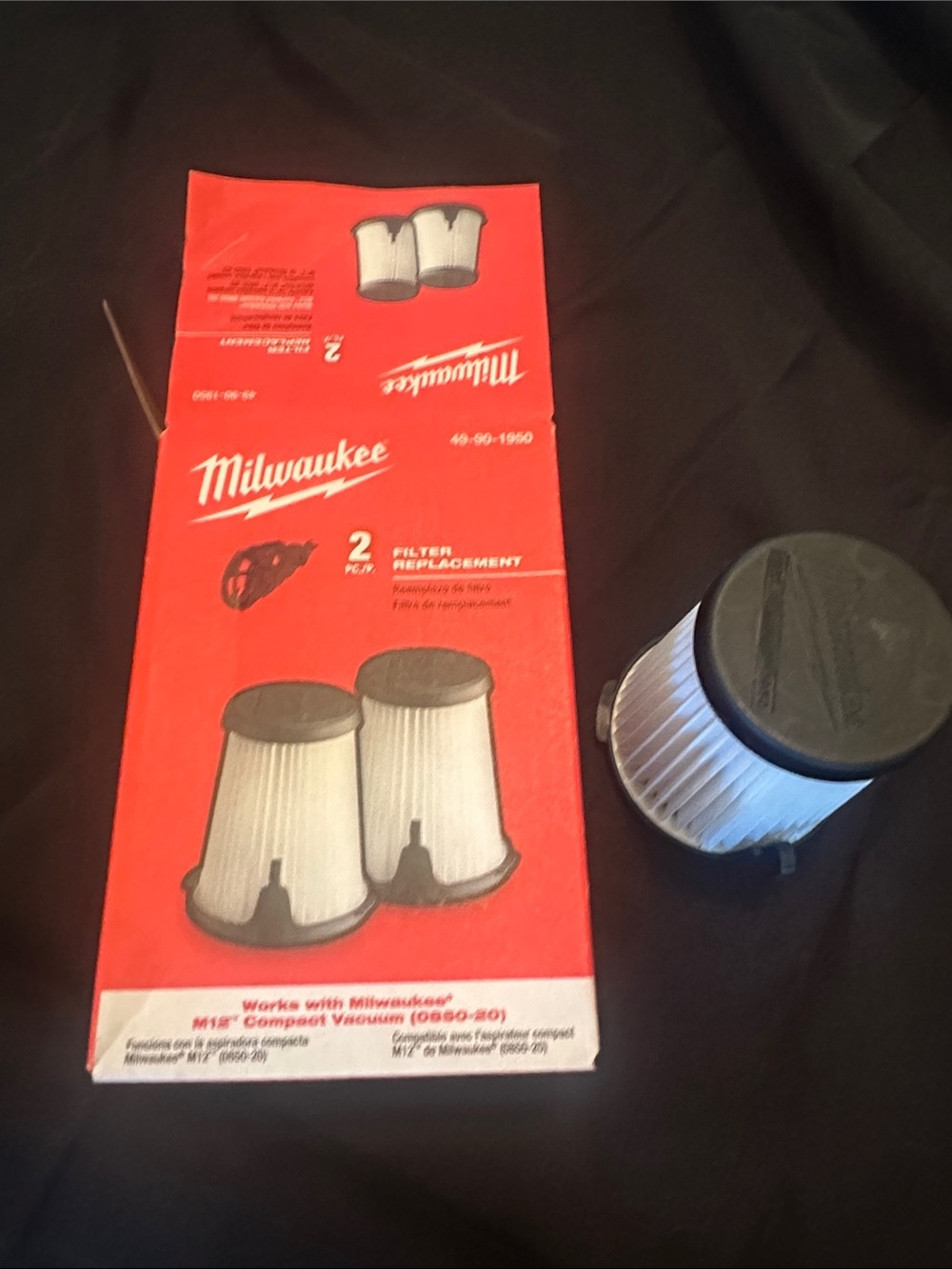 One M12 Milwaukee Vacuum Filter Replacement - Red/White